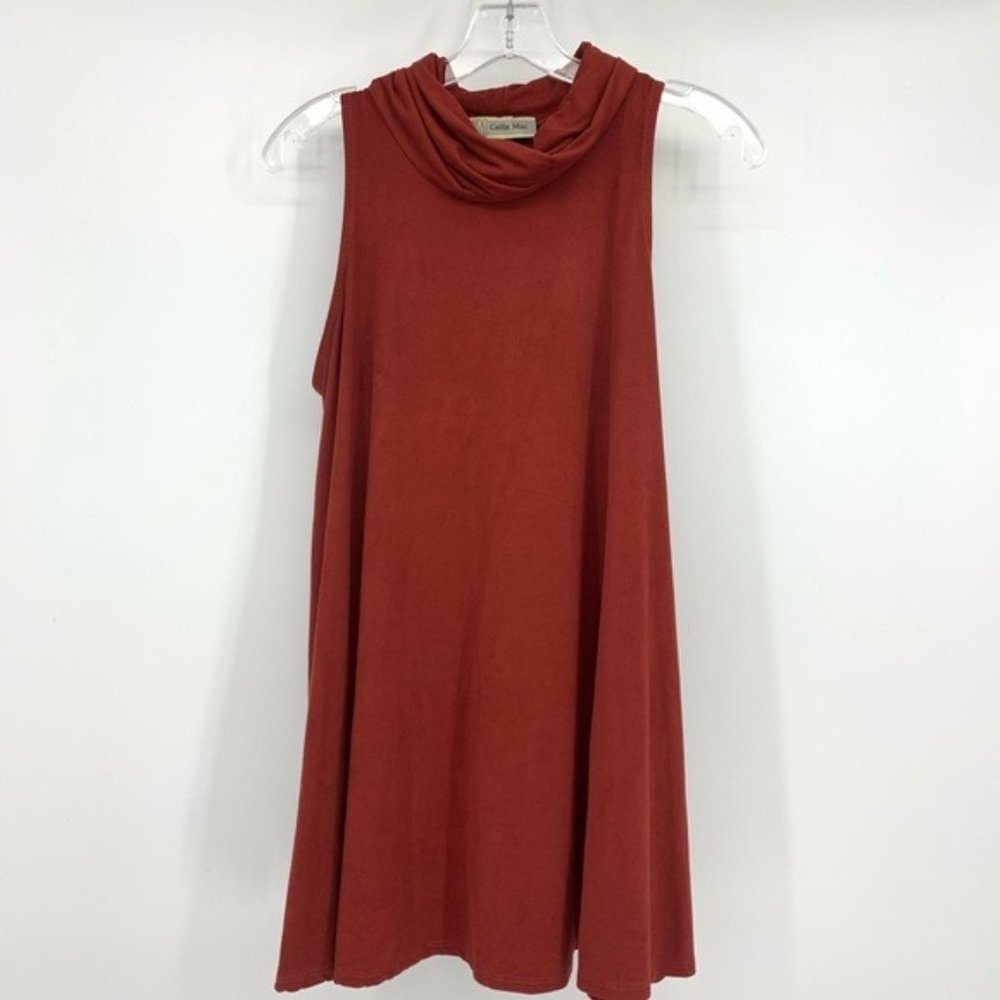 Callie Mac Cowl Neck Suede Red Dress Size Small